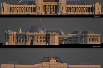 create semirealistic or low poly building for your game level