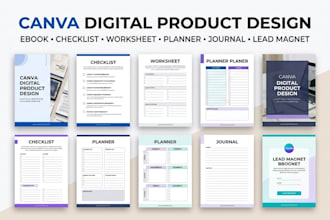 design canva checklist, canva ebook, worksheet, planner, journal and lead magnet
