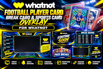 design whatnot football player card, break card, sports card overlay for whatnot