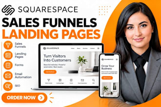 design squarespace sales funnels landing pages forms email automation seo