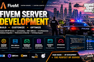 develop customize fivem gta rp server, roleplay with custom scripts and features