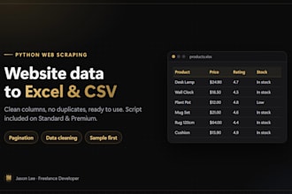 build a python web scraper and export the data to excel or CSV
