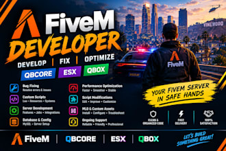 be your fivem server developer, redm server developer, redm vord server develope