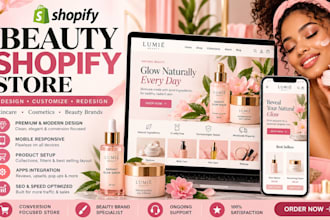 create beauty shopify store, beauty website, cosmetics store shopify store