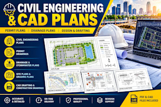 do civil engineering traffic control  permit plans drainage  cad drafting