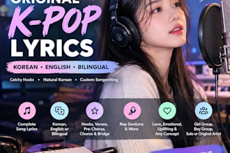 write original kpop lyrics in korean english or bilingual