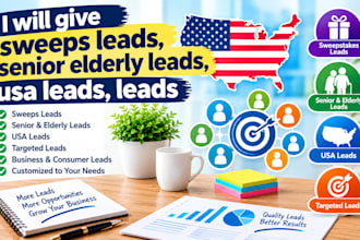 give sweep leads, senior elderly leads , usa leads, leads