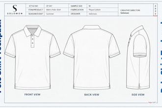 design polo shirt scrub workwear tech pack cad flatsketch for manufacturing