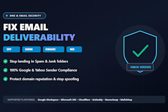 fix email deliverability, spf, dkim, dmarc, and dns records