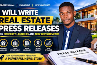 write real estate press releases for property launches and new developments