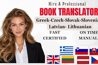 translate english, greek, czech, slovak, slovenian, latvian, lithuanian books