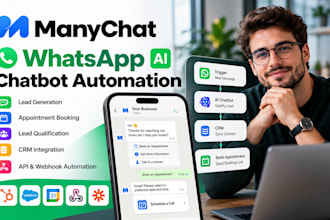 setup fix manychat whatsapp ai chatbot lead booking CRM API automation many chat