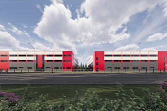 restructure old industrial building,cgi warehouse complex, logistics park render