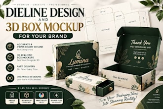 make dieine or die cut line for files printing, dieline box design packaging