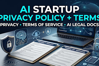 draft an ai startup privacy policy and terms of service legal docs