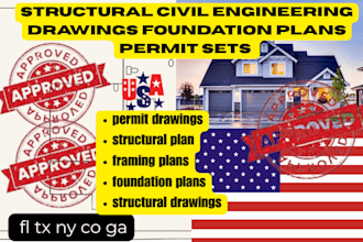 do structural civil engineering drawings foundation plan permit set for usa