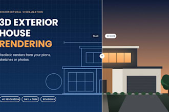 create realistic 3d exterior house rendering and design