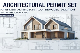 design architectural permit drawings for USA new construction, adu, remodel