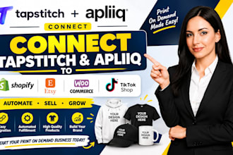 connect tapstitch apliiq to shopify etsy woocommerce tiktok shop