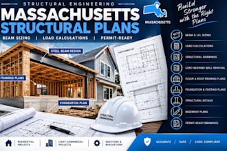 design massachusetts structural plans, beam sizing and load calculations