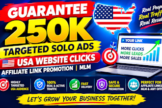 do solo ads campaign 250k USA targeted solo ads website clicks link promotion