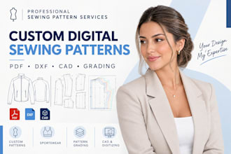 create custom digital sewing patterns in PDF and dxf