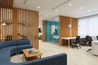do workstation office meeting room, ikea home office interior design, 3d render