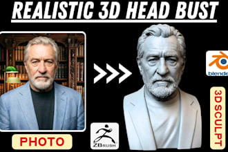 sculpt realistic 3d head bust face likeness portrait from photo for 3d printing