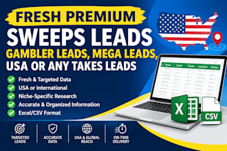 fresh premium sweeps leads gambler leads, mega leads,USA or any takes leads