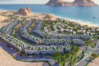 design luxury resort masterplan waterfront site plan landscape 3d aerial render