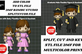 create multicolor 3mf, add colors, split parts for bambu ams 3d printing