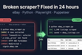 fix your broken ebay scraper or python web scraper in 24 hours
