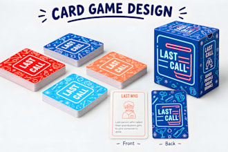 create a card game design, board game card, game card art, card box design