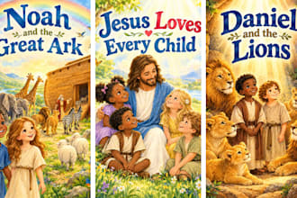 do christian storybook illustration bible themed