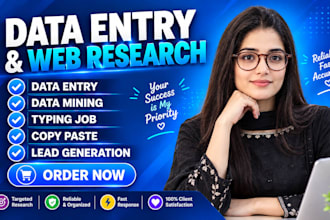 be your VA for data entry, lead generation, excel