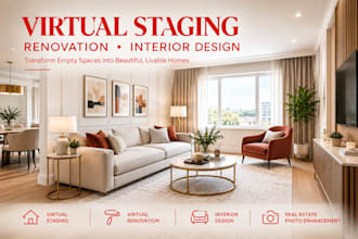 virtual staging renovation interior design for real estate house apartment room