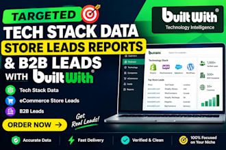 provide targeted tech stack data, store leads reports, b2b leads with builtwith