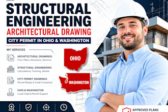 structural engineering, architectural drawing, city permit in ohio, washington