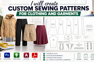 create custom sewing patterns  for clothing and garments