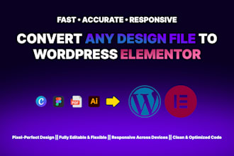 convert figma, canva, pdf or ai design to responsive wordpress elementor website