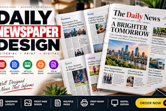 design professional daily newspaper  editorial layouts