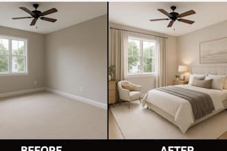 do virtual staging, real estate staging, virtual renovation and furniture