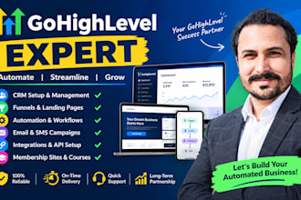 be gohighlevel expert for sales funnel, website, landing pages, webinar page