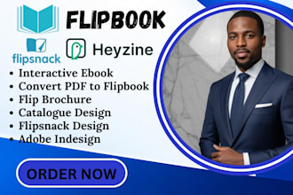 design PDF to flipbook, interactive ebook using flipsnack, heyzine and canva pro