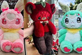 do custom plush toy stuffed animal handmade plushie amigurumi crochet kawaii oc