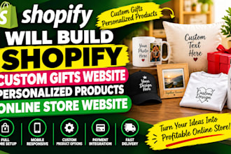 build shopify custom gifts website personalized products online store website