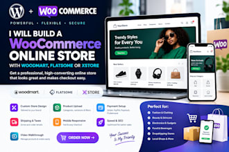 build a woocommerce online store with woodmart, flatsome or xstore