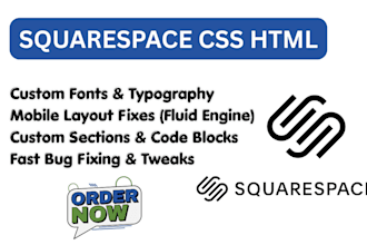 customize squarespace html css custom code website design redesign bugfix expert