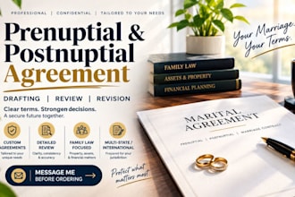 draft prenuptial agreement, prenup and postnuptial marriage contract