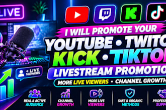 promote your youtube twitch kick tiktok livestream to get more livestream viewer